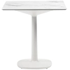 Image de KARTELL table MULTIPLO avec plateau carré 78 cm et petite base carrée (Blanc - Aluminium moulé et plateau en céramique finition marbre)