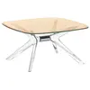 Image de KARTELL table basse BLAST avec plateau carré (Plateau bronze, structure cristal et chrome - Base en technoploymère et plateau en cristal stratifié)