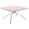 Image de KARTELL table basse BLAST avec plateau carré (Plateau rose, structure cristal et bronze - Base en technoploymère et plateau en cristal stratifié)