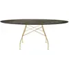 Image de KARTELL table ovale GLOSSY MARBLE 192 x 118 cm (Aged Bronze - Grès finition Marbre et acier doré)