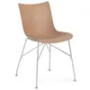 Image de KARTELL chaise P/WOOD SMART WOOD (Clair, base chrom Chiaro, cuscino azzurro polvere e base cromata - bois palqué et acier)