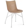 Image de KARTELL chaise P/WOOD SMART WOOD (Clair, base chrom Chiaro, cuscino azzurro polvere e base cromata - frêne et acier)