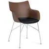 Image de KARTELL chaise avec accoudoirs Q/WOOD (foncbase chrom Scuro, base nera - bois palqué, polymère renforcé thermoplastique et acier)