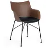 Image de KARTELL chaise avec accoudoirs Q/WOOD (Foncé, base noire - bois palqué, polymère renforcé thermoplastique et acier)