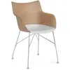 Image de KARTELL chaise avec accoudoirs Q/WOOD (Clair, base chromée - frêne, polymère renforcé thermoplastique et acier)