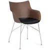 Image de KARTELL chaise avec accoudoirs Q/WOOD (foncé, base chromée - frêne, polymère renforcé thermoplastique et acier)
