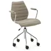 Image de KARTELL chaise à roulettes avec accoudoirs MAUI SOFT NOMA (Beige - Tissu Noma / Structure en acier chromé)