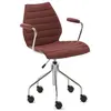 Image de KARTELL chaise à roulettes avec accoudoirs MAUI SOFT NOMA (Brique - Tissu Noma / Structure en acier chromé)