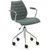 Image de KARTELL chaise à roulettes avec accoudoirs MAUI SOFT NOMA (Vert - Tissu Noma / Structure en acier chromé)