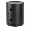 Image de KARTELL table de chevet COMPONIBILI RECYCLED à deux éléments (Noir opaque, effet doux au toucher - Technopolymère thermoplastique recyclé)