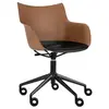Image de KARTELL chaise avec accoudoirs à roulettes Q/WOOD (Foncé, siège noir et base noire - bois palqué, polymère renforcé thermoplastique et acier)