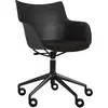 Image de KARTELL chaise avec accoudoirs à roulettes Q/WOOD tissu Aquaclean (Noir, coussin noir et piment noir - Bois plaqué, tissu et acier)