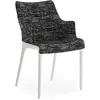 Image de KARTELL chaise avec accoudoirs ELEGANZA NIA tissu MELANGE (Base blanche, tissu noir - Technopolymère thermoplastique recyclé et tissu)