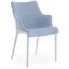 Image de KARTELL chaise avec accoudoirs ELEGANZA NIA tissu MELANGE (Base blanche, tissu bleu - Technopolymère thermoplastique recyclé et tissu)