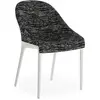 Image de KARTELL chaise ELEGANZA ELA tissu MELANGE (Base blanche, tissu noir - Technopolymère thermoplastique recyclé et tissu)