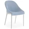 Image de KARTELL chaise ELEGANZA ELA tissu MELANGE (Base blanche, tissu bleu - Technopolymère thermoplastique recyclé et tissu)