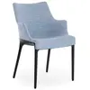 Image de KARTELL chaise avec accoudoirs ELEGANZA NIA tissu MELANGE (Base noire, tissu bleu - Technopolymère thermoplastique recyclé et tissu)