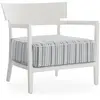 Image de KARTELL fauteuil pour l'éxterieur CARA OUTDOOR MAT (Blanc / Rayures vertes - Polycarbonate peint doux au toucher et tissu en fibre teintée)