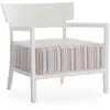 Image de KARTELL fauteuil pour l'éxterieur CARA OUTDOOR MAT (Blanc / Rayures Brique - Polycarbonate peint doux au toucher et tissu en fibre teintée)