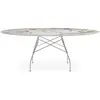 Image de KARTELL table ovale GLOSSY MARBLE 192 x 118 cm (Nature Tundra - Grès finition Marbre et acier chromé)