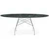 Image de KARTELL table ovale GLOSSY MARBLE 192 x 118 cm (Vert - Grès finition Marbre et acier chromé)