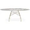 Image de KARTELL table ovale GLOSSY MARBLE 192 x 118 cm (Nature Tundra - Grès finition Marbre et acier doré)