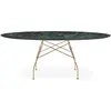 Image de KARTELL table ovale GLOSSY MARBLE 192 x 118 cm (Vert - Grès finition Marbre et acier doré)