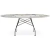 Image de KARTELL table ovale GLOSSY MARBLE 192 x 118 cm (Nature Tundra - Grès finition Marbre et acier verni noir)