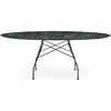 Image de KARTELL table ovale GLOSSY MARBLE 192 x 118 cm (Vert - Grès finition Marbre et acier verni noir)