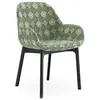 Image de KARTELL fauteuil CLAP RUBELLI QUATREFOIL (Base noire, si pistache - Tissu et technopolymère thermoplastique)