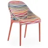 Image de KARTELL chaise ELEGANZA ELA tissu MISSONI (Base rouge, tissu Color White - Technopolymère thermoplastique recyclé et tissu recyclé)