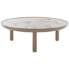Image de KARTELL table basse K-TOP Ø 105 x H 35 cm (Toundra naturelle / Colombe - Céramique effet marbre, piètement en MDF et chêne laqué polyester)