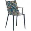 Image de KARTELL fauteuil H.H.H. HER HIGHEST HIGHNESS GRAPHIC IMPRESSION (Bleu / Tumbling Wilde Ink-Ochre - Polycarbonate 2.0 recyclé et motif Liberty)
