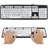 Image de Clavier Noir Basse Vision Clavier USB Filaire de Personnes gées avec Touches Blanches à Gros Caractères(Noir )