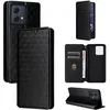 Image de Etui Housse Motorola Moto G84 5G Étui en cuir PU à carreaux 3D avec Fermeture magnétique invisible - Noir