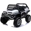 Image de Voiture électrique Mercedes-Benz Unimog - 12V - Blanc et noir - Sièges cuir - Roues EVA avec suspensions