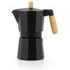 Image de BRA Market Cafetière 12 tasses (610 ml) corps en aluminium poignée et bouton en bois de hêtre naturel pleine induction