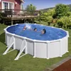Image de Piscine hors sol ovale GRE - 610x375x132cm - Acier laqué blanc - Liner bleu PVC