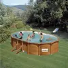 Image de Piscine Ovale Acier 5,27m X 3,27m X H: 1,22m - Imitation Bois - Filtration À Sable...