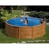 Image de Kit piscine hors sol SICILIA ronde en acier aspect bois - Ø 460 x 120 m