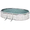 Image de GRE - Piscine ovale acier 634m x 399m x H: 122m - Imitation bois Nordique Filtration à sable Renfort apparents
