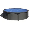 Image de GRE - Kit Piscine hors sol acier ronde grise anthracite - Ø480 x H132 (Livrée avec filtre à sable + échelle)