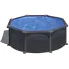 Image de Piscine Ronde Acier Ø3,70m X H: 1,32m - Gris Anthracite - Filtration À Sable