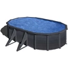 Image de Piscine Ovale Acier 5,27m X 3,27m X H: 1,22m - Gris Anthracite - Filtration À Sable - Renfort Apparents