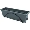 Image de Pot de fleur - PLASTIKEN - Jardinière 60x20cm - Anthracite - Avec plateau et support balcon