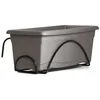 Image de Plastiken Jardiniere 50x20 Cm + Plateau + Support Balcon Collection Terra - Taupe