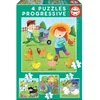 Image de Puzzle Progressif Animaux Ferme - EDUCA - 4 puzzles de 6 à 16 pièces - Pour enfants de 0 mois et plus