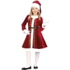 Image de Déguisement Mère Noël Luxe Velours Fille 5-6 ans Rouge - Robe Bonnet et Ceinture