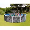 Image de Kit Piscine Hors-sol Acier Toi Piedra Gris Ronde Décoration Pierre 3.50m X 1.20m