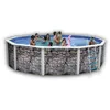 Image de Piscine hors sol en acier circulaire / ronde 350 x 120 - TOI - Pierre Grise - Filtre à sable - Skimmer - Échelle